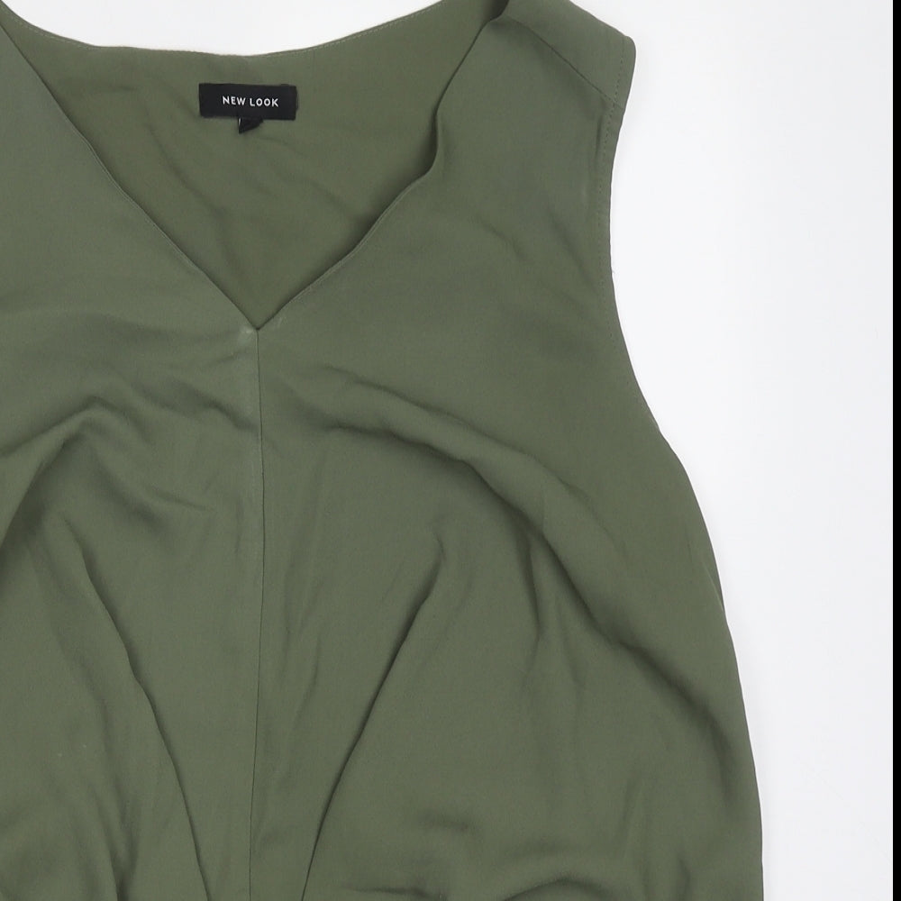 New Look Womens Green  Polyester Basic Tank Size 16 V-Neck