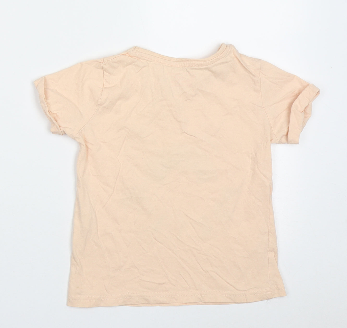 Primark Girls Ivory  Cotton Basic T-Shirt Size 7-8 Years Crew Neck Pullover - Think positive