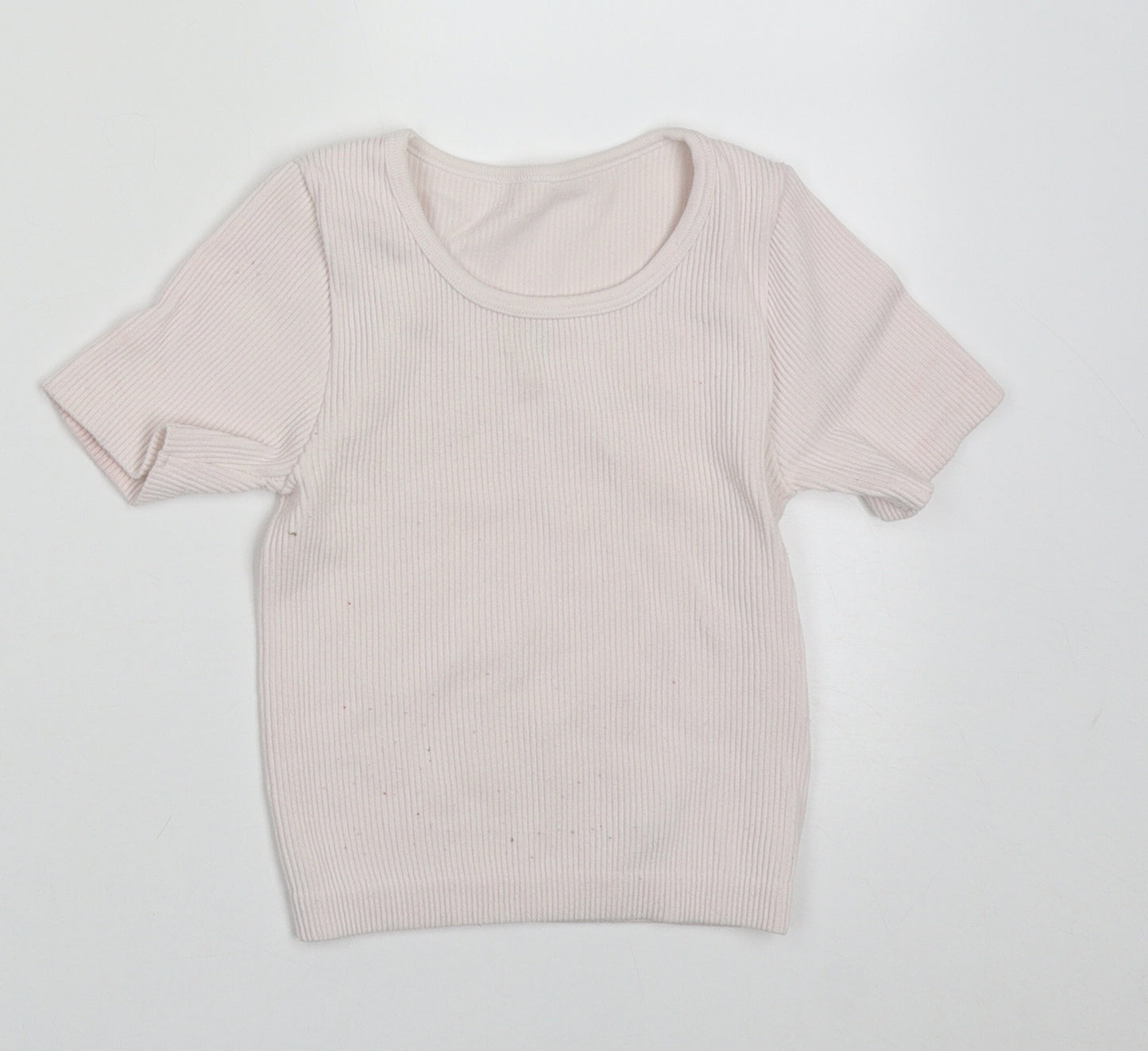 Dunnes Stores Girls Pink  Nylon Basic T-Shirt Size 8-9 Years Crew Neck Pullover