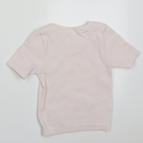 Dunnes Stores Girls Pink  Nylon Basic T-Shirt Size 8-9 Years Crew Neck Pullover