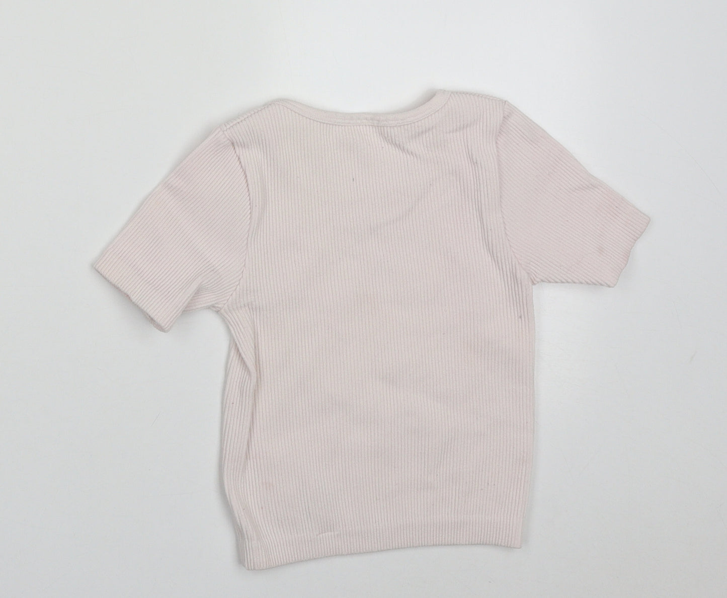 Dunnes Stores Girls Pink  Nylon Basic T-Shirt Size 8-9 Years Crew Neck Pullover