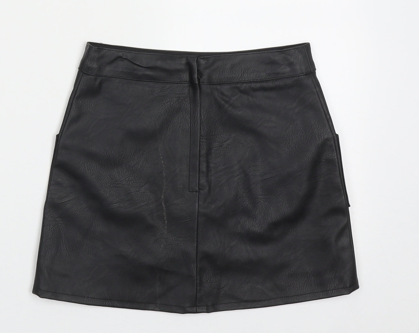 F&F Girls Black  Polyurethane A-Line Skirt Size 7-8 Years  Regular Zip