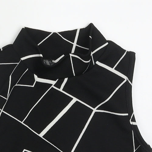 SheIn Girls Black Geometric Polyester Cropped Tank Size 8 Years High Neck Pullover - love
