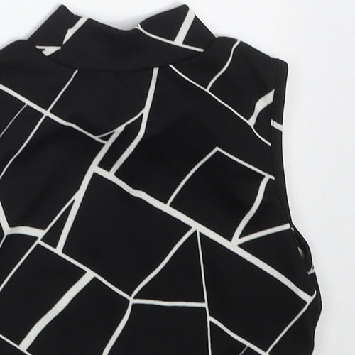SheIn Girls Black Geometric Polyester Cropped Tank Size 8 Years High Neck Pullover - love