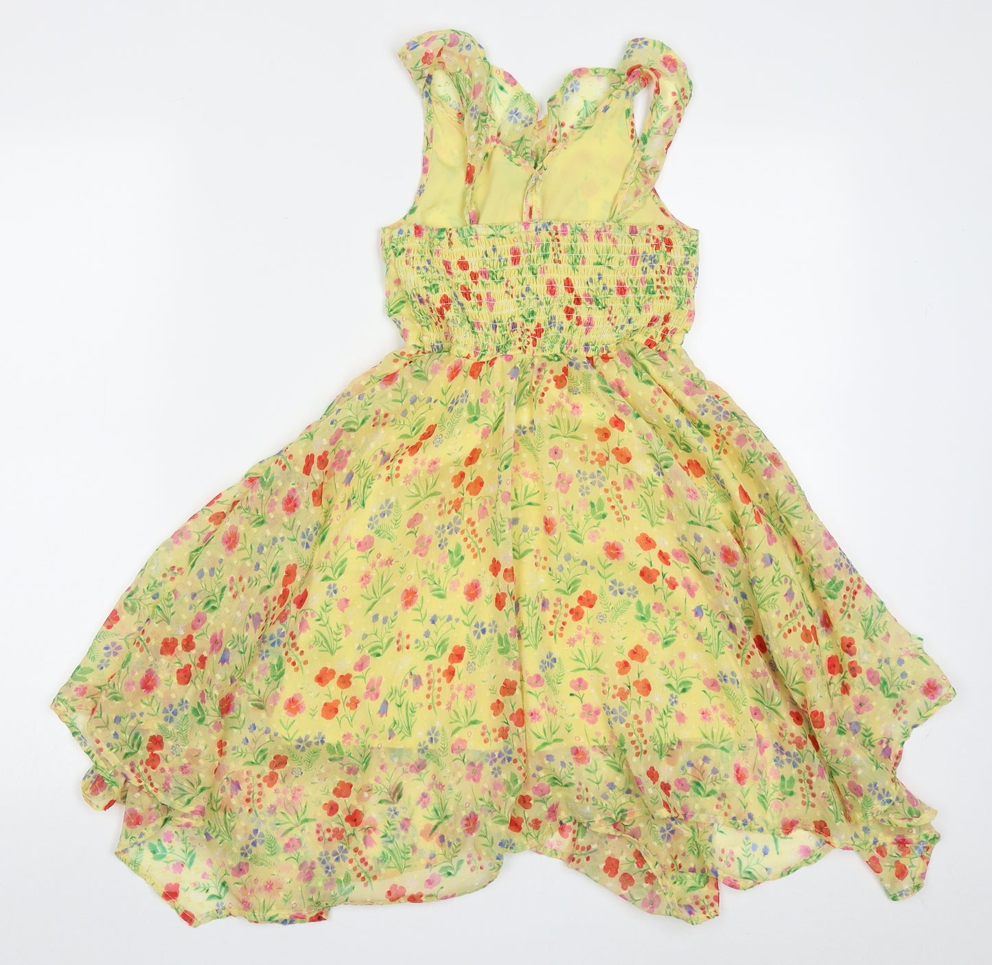 Blue Zoo Girls Yellow Floral Polyester A-Line  Size 7 Years  V-Neck Pullover