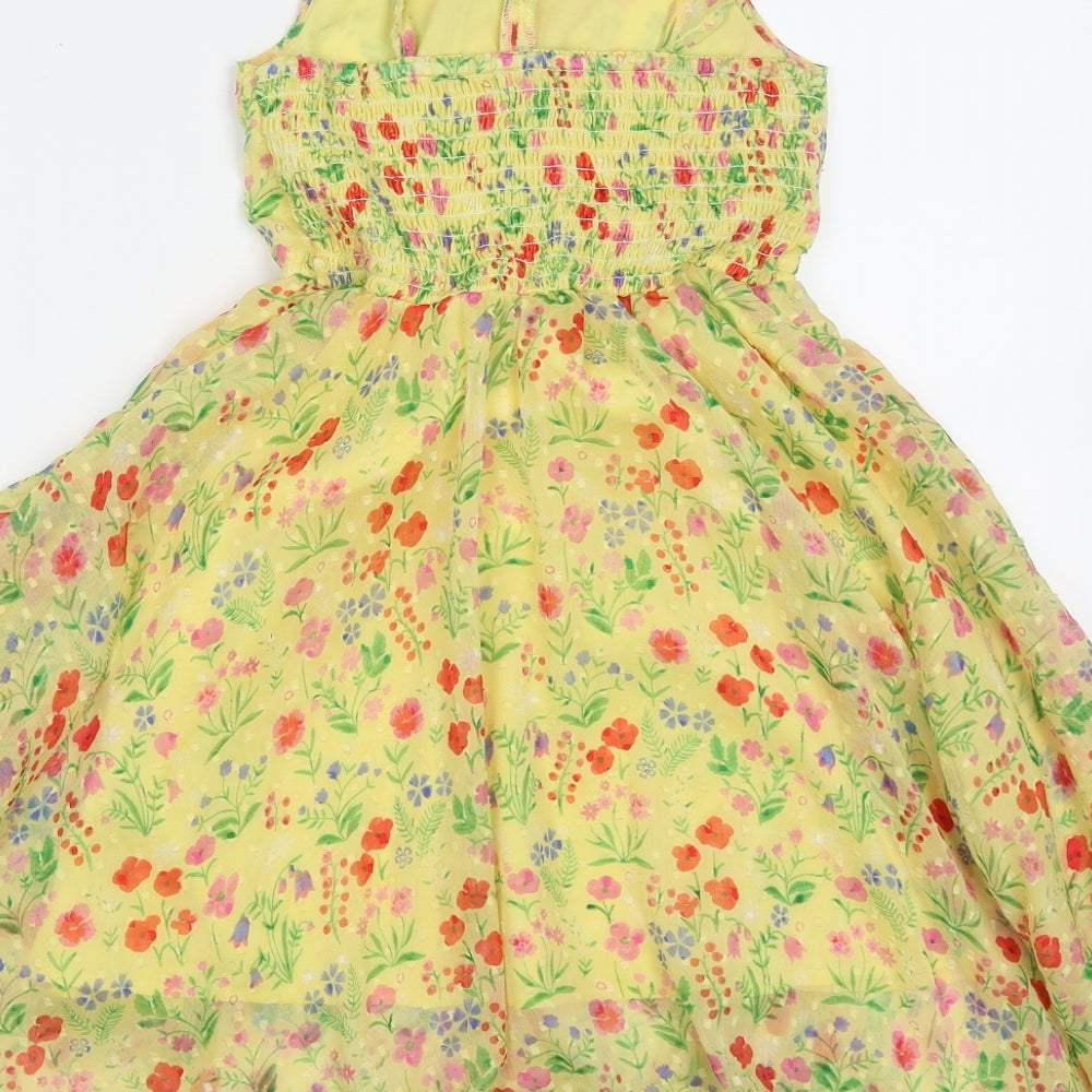 Blue Zoo Girls Yellow Floral Polyester A-Line  Size 7 Years  V-Neck Pullover