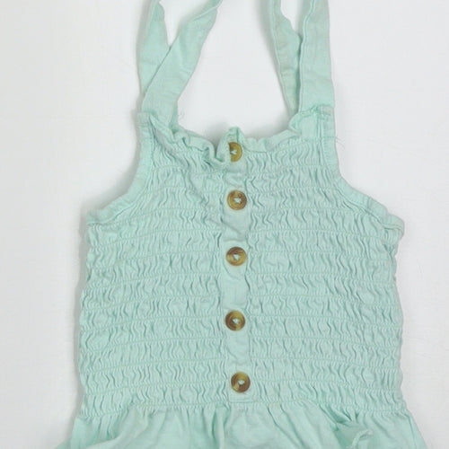 pep&co Girls Green  Cotton Basic Tank Size 5-6 Years Square Neck Pullover