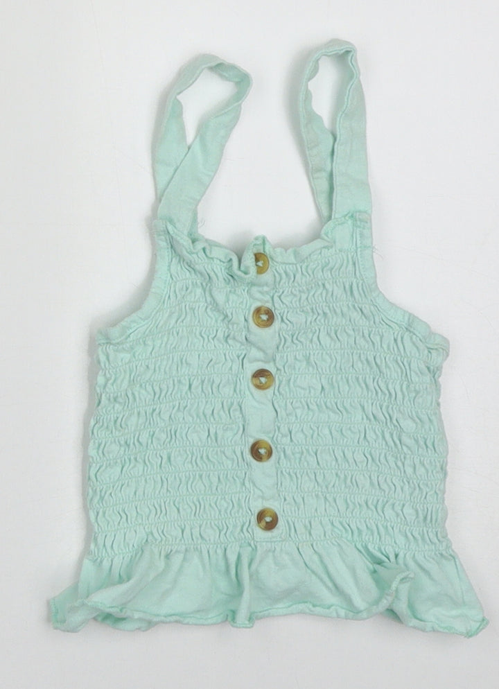 pep&co Girls Green Cotton Basic Tank Size 5-6 Years Square Neck Pullover