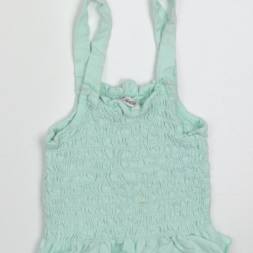 pep&co Girls Green  Cotton Basic Tank Size 5-6 Years Square Neck Pullover