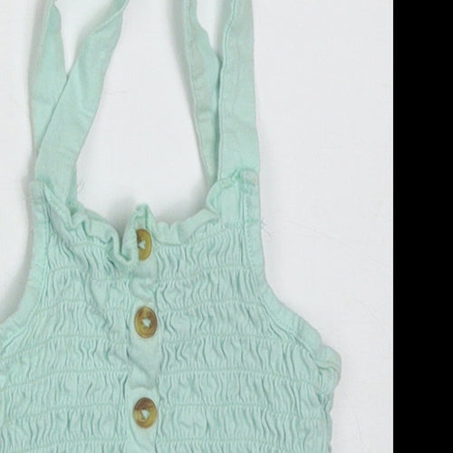 pep&co Girls Green  Cotton Basic Tank Size 5-6 Years Square Neck Pullover