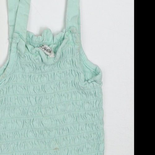 pep&co Girls Green  Cotton Basic Tank Size 5-6 Years Square Neck Pullover