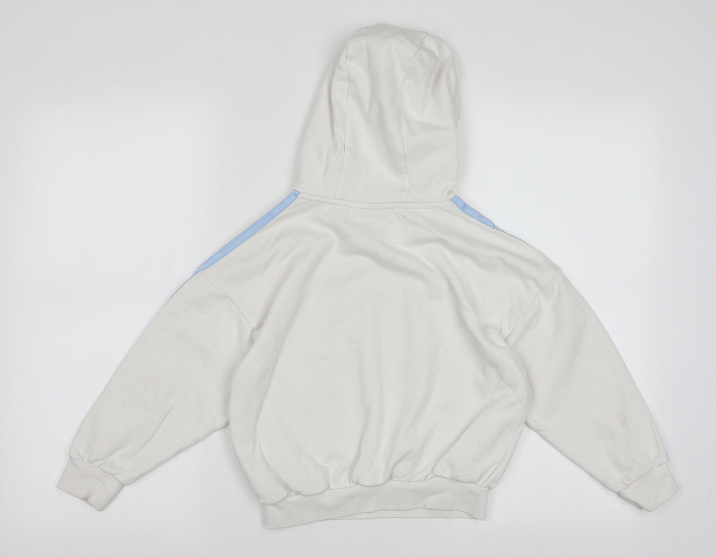 adidas Girls White Striped Cotton Pullover Hoodie Size 7-8 Years  Pullover