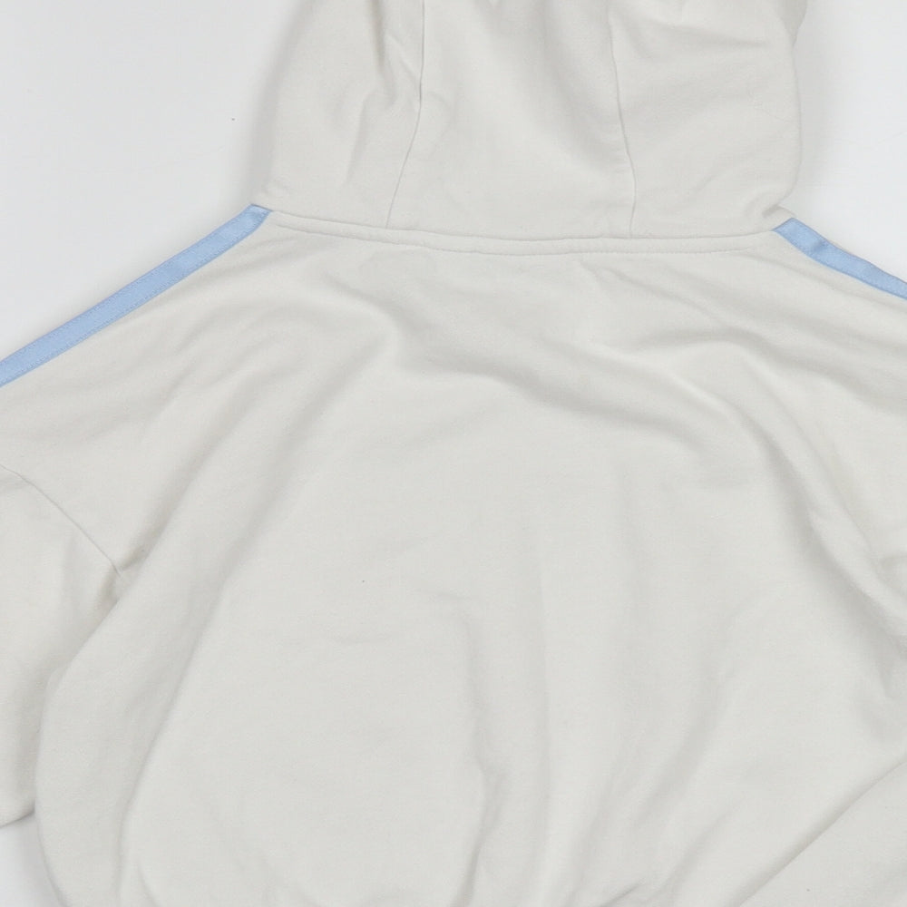adidas Girls White Striped Cotton Pullover Hoodie Size 7-8 Years  Pullover