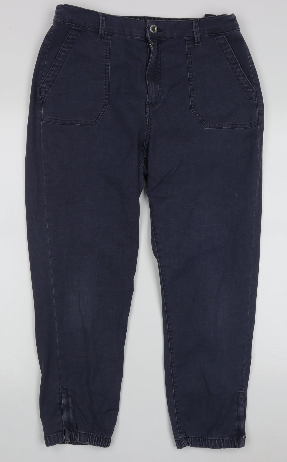 Marks and Spencer Womens Blue  Cotton Straight Jeans Size 16 L25 in Regular Button