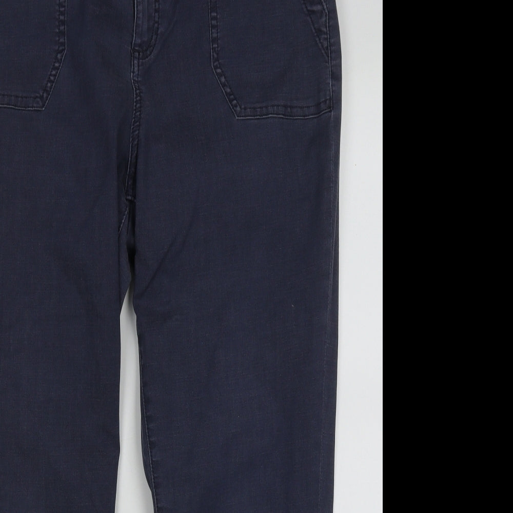 Marks and Spencer Womens Blue  Cotton Straight Jeans Size 16 L25 in Regular Button