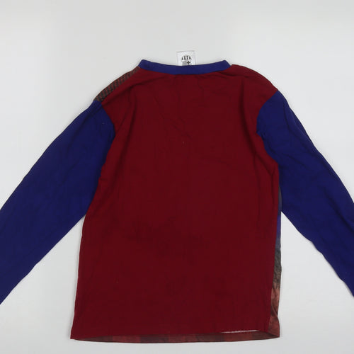Preworn Boys Blue Geometric Polyester Basic Casual Size 9-10 Years Crew Neck Pullover - Barcelona Football Club