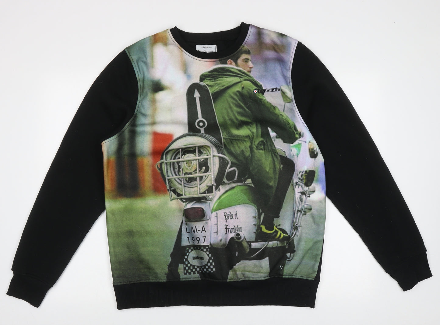 Lambretta Mens Multicoloured Crew Neck Geometric Polyester Pullover Jumper Size XL