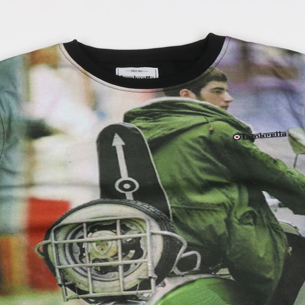Lambretta Mens Multicoloured Crew Neck Geometric Polyester Pullover Jumper Size XL