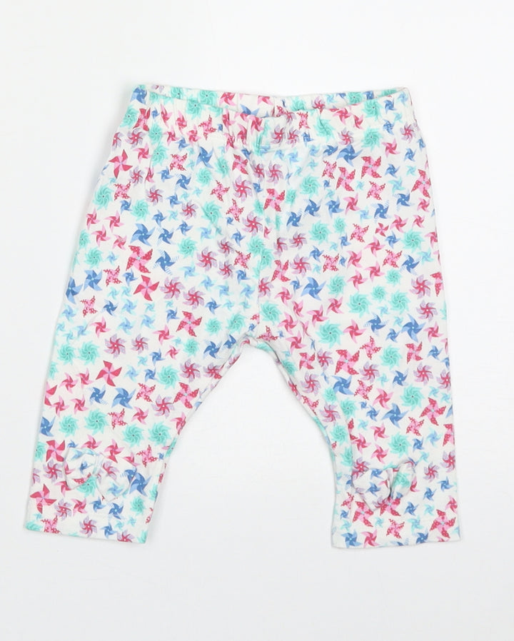 mini clubs Girls Pink Geometric Cotton Capri Trousers Size 12-18 Months Pullover
