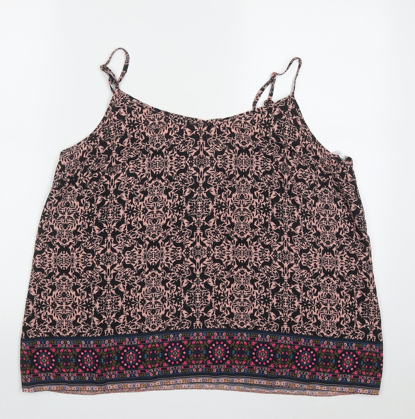 Atmosphere Womens Pink Geometric Polyester Basic Tank Size 18 Scoop Neck