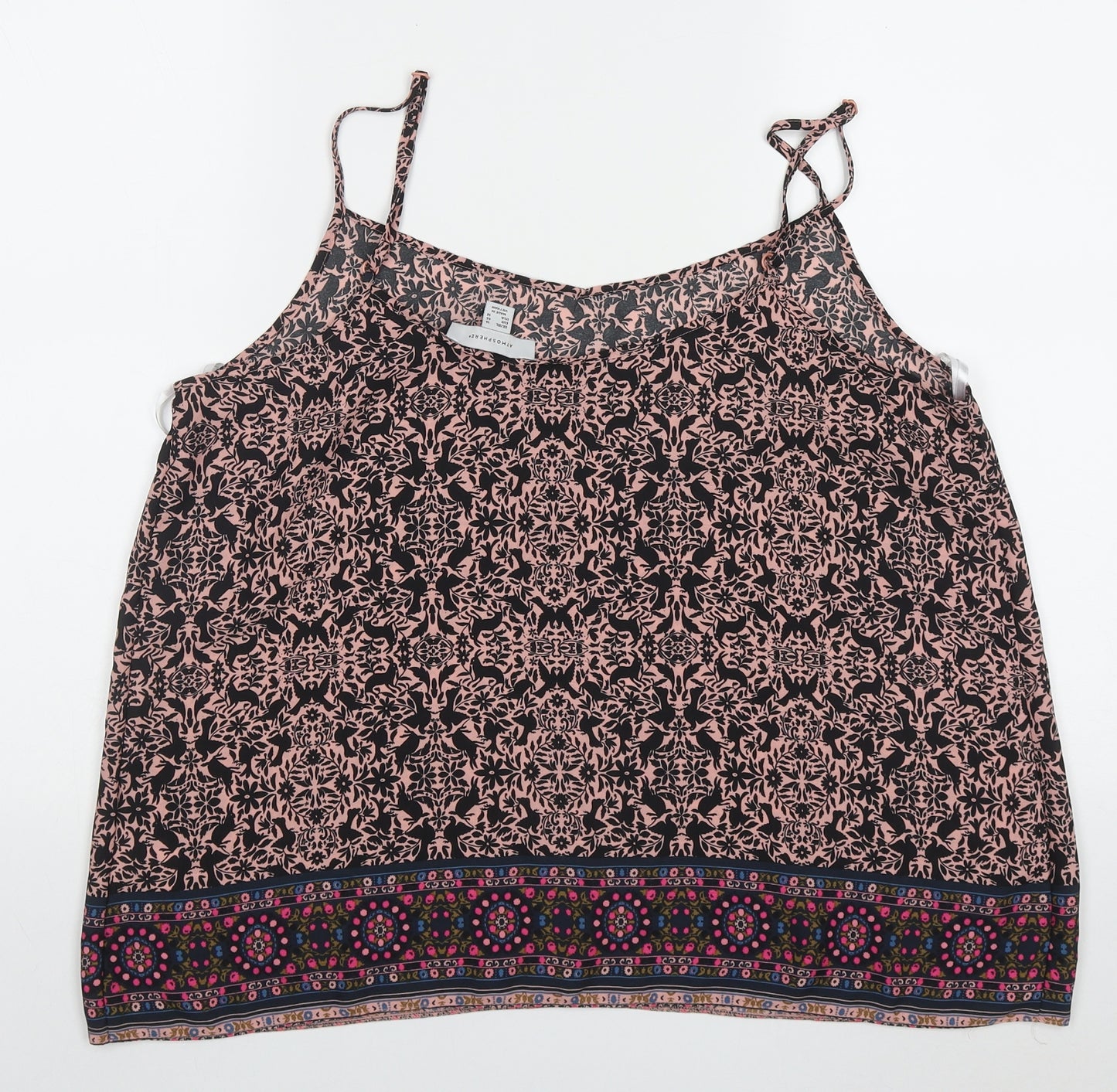 Atmosphere Womens Pink Geometric Polyester Basic Tank Size 18 Scoop Neck