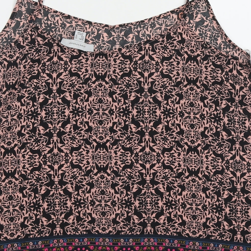 Atmosphere Womens Pink Geometric Polyester Basic Tank Size 18 Scoop Neck