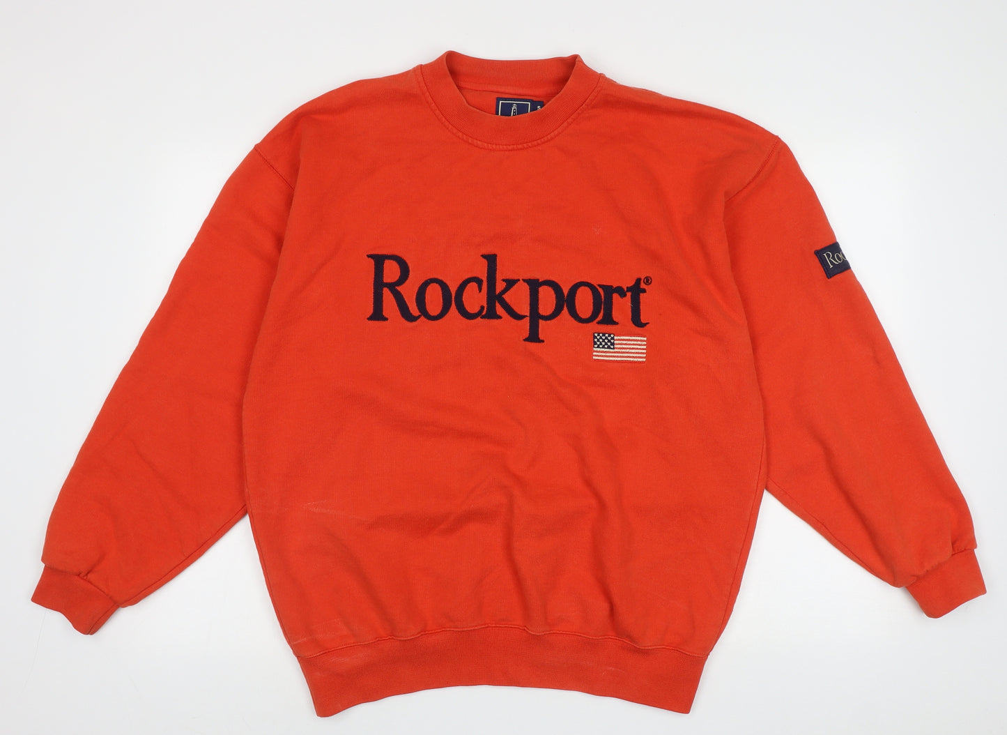Rockport Mens Orange  Cotton Pullover Sweatshirt Size S