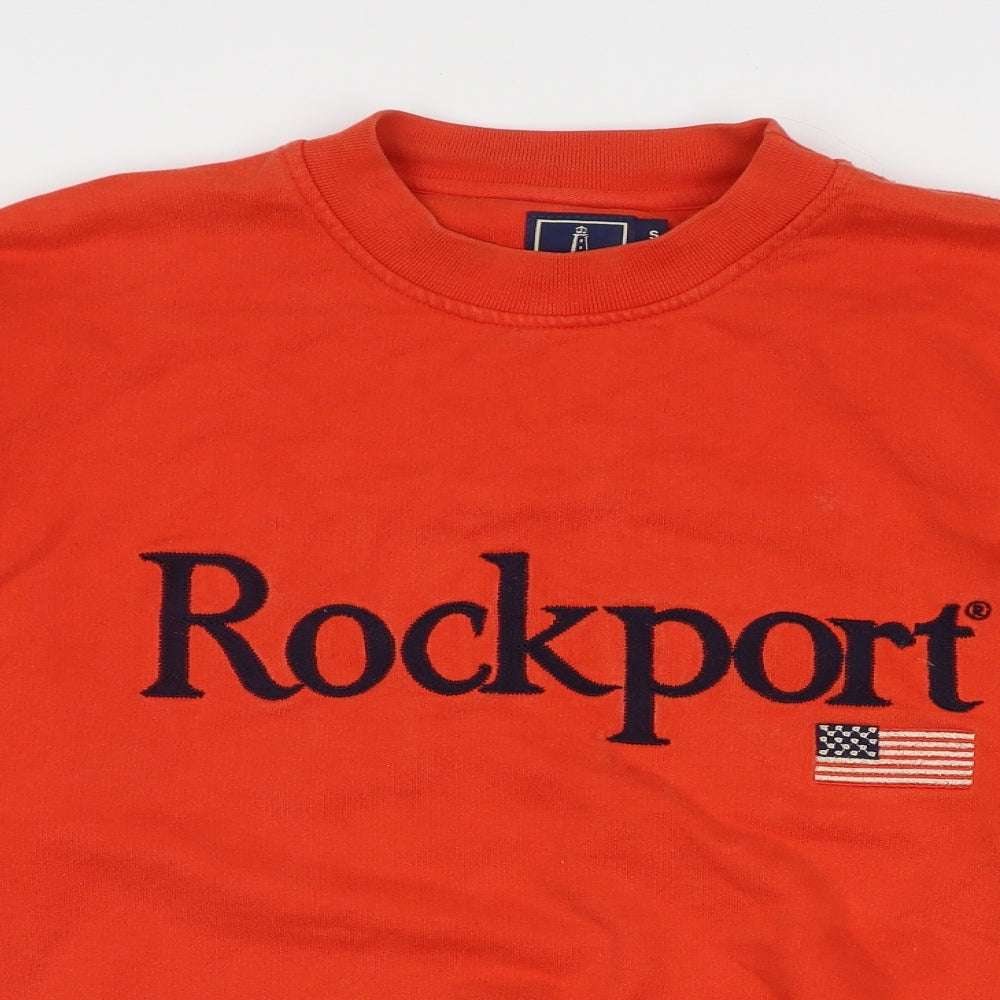 Rockport Mens Orange  Cotton Pullover Sweatshirt Size S