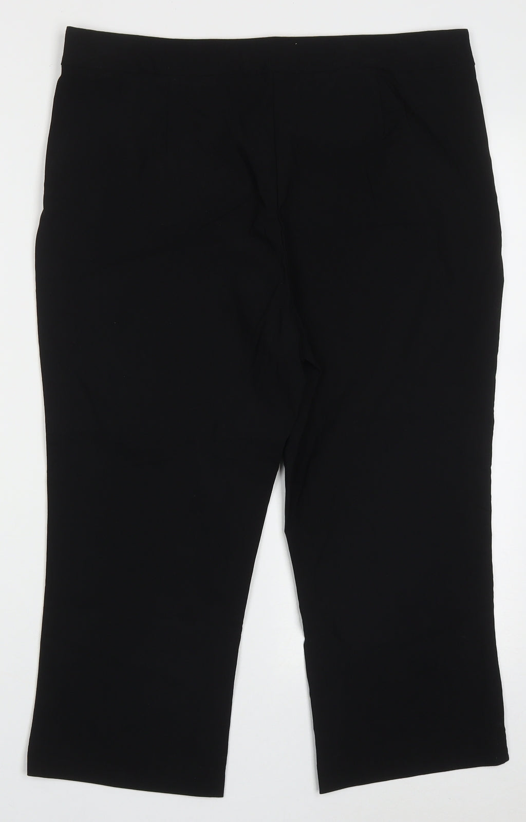Papaya Womens Black  Viscose Cropped Trousers Size 14 L20 in Regular Hook & Eye