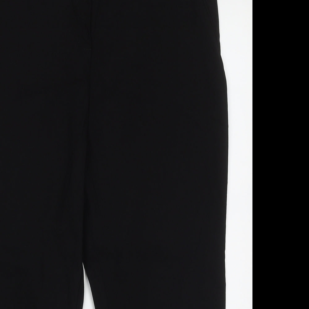 Papaya Womens Black  Viscose Cropped Trousers Size 14 L20 in Regular Hook & Eye