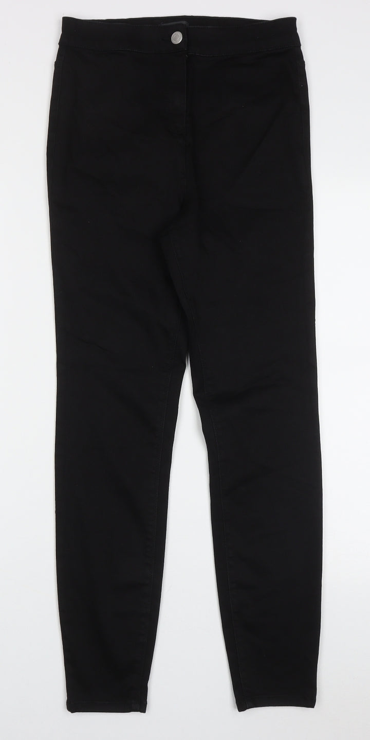 Papaya Womens Black  Cotton Skinny Jeans Size 10 L28 in Regular Button