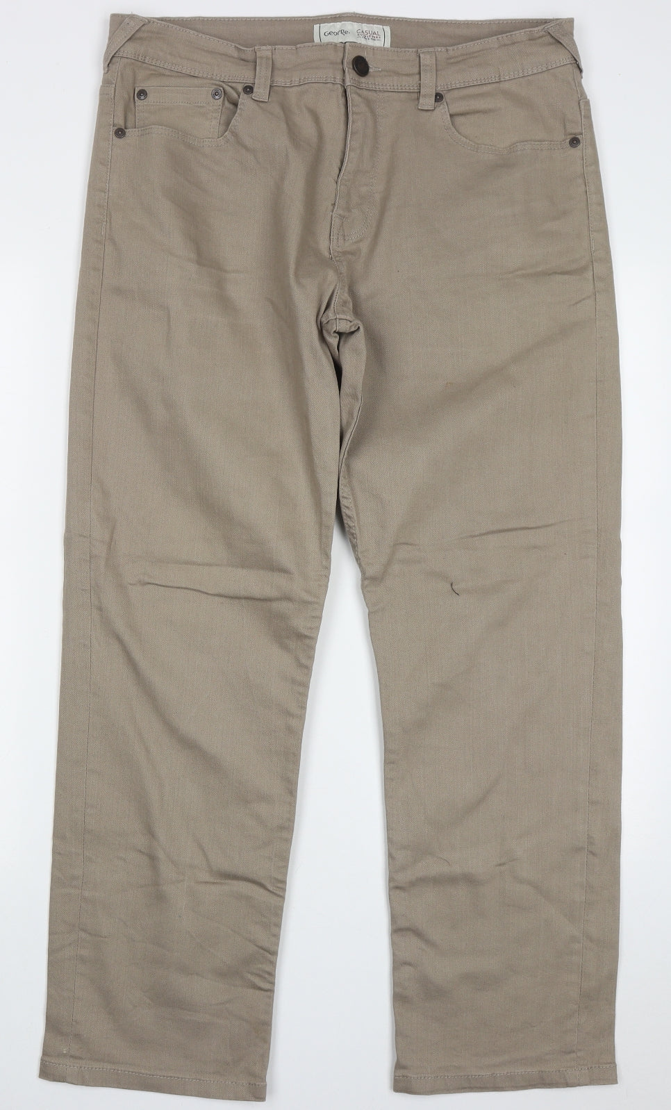 George Mens Beige  Cotton Straight Jeans Size 26 L30 in Regular Button