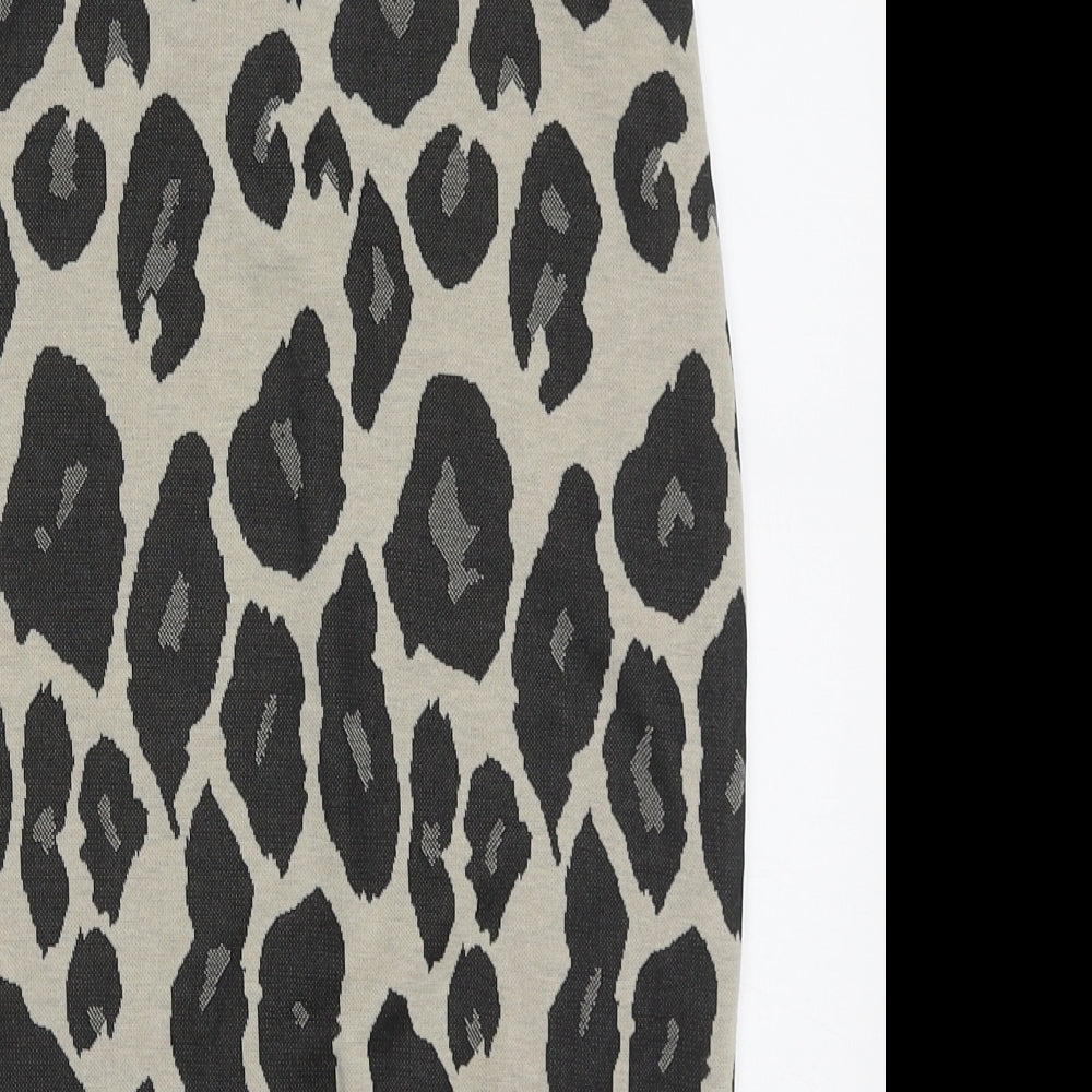 Cameo Womens Black Animal Print Polyester A-Line Skirt Size 10