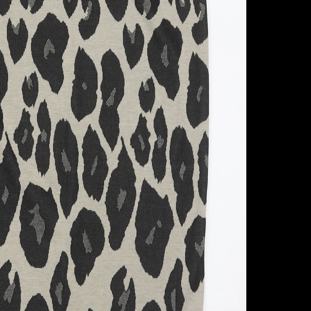 Cameo Womens Black Animal Print Polyester A-Line Skirt Size 10