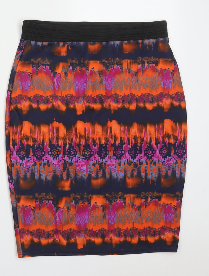 savida Womens Multicoloured Geometric Polyester A-Line Skirt Size S