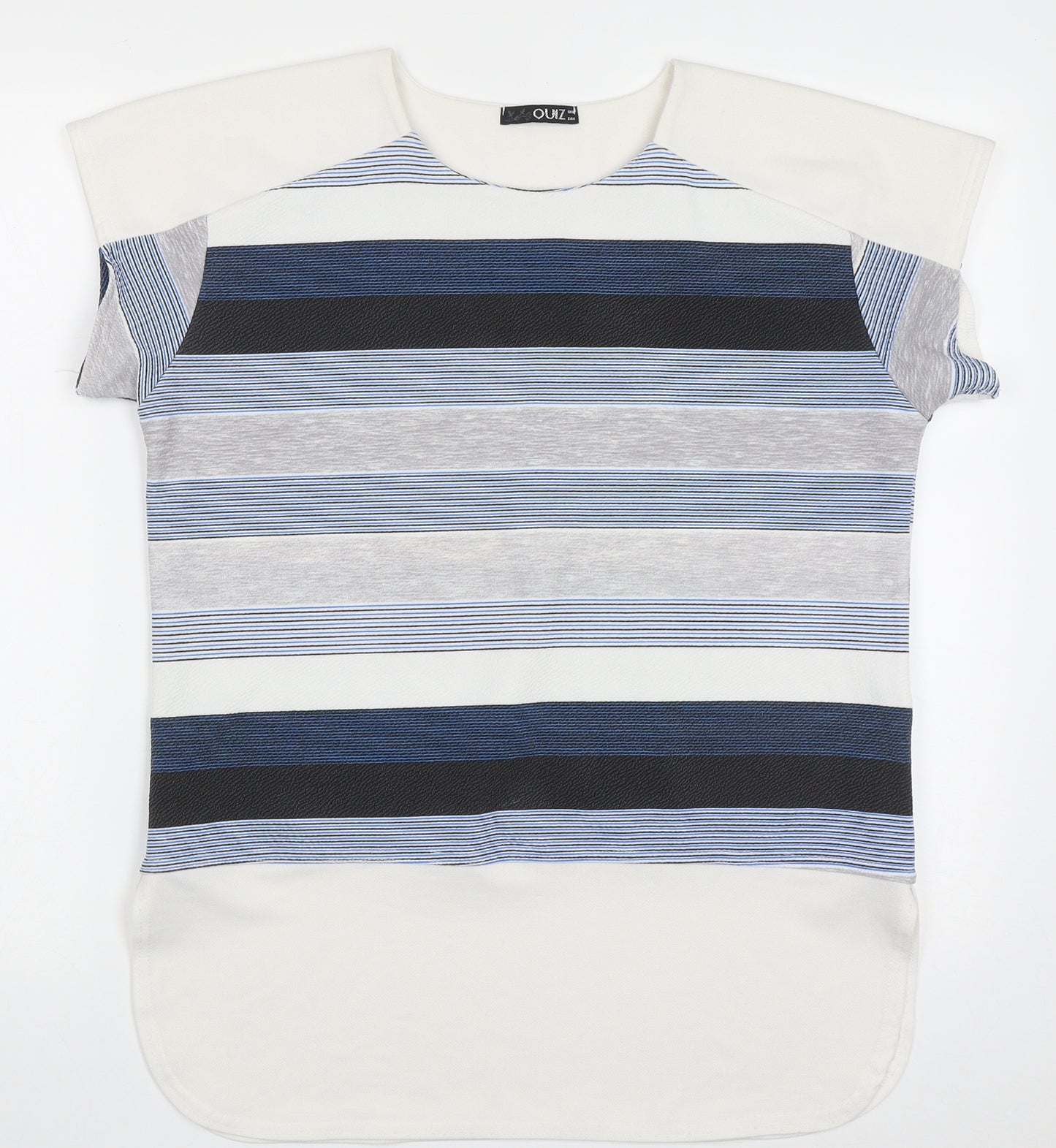 Quiz Womens Blue Striped Polyester Tunic T-Shirt Size 16 Crew Neck