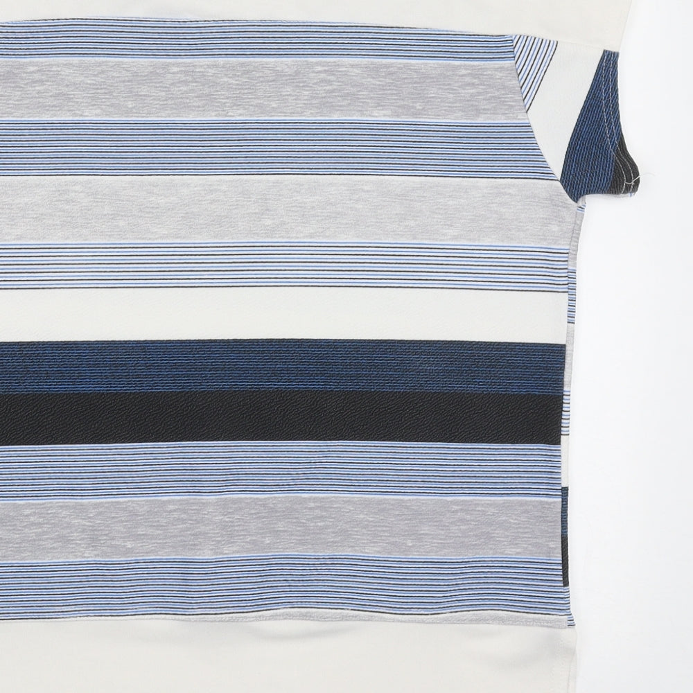 Quiz Womens Blue Striped Polyester Tunic T-Shirt Size 16 Crew Neck