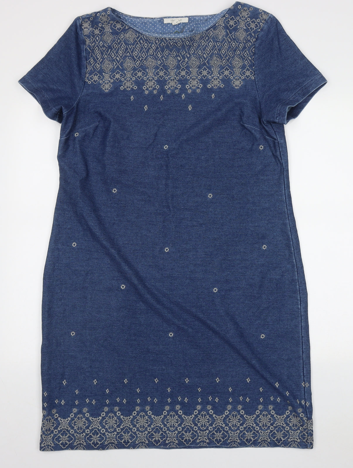White Stuff Womens Blue Fair Isle Cotton A-Line  Size 16  Crew Neck Pullover