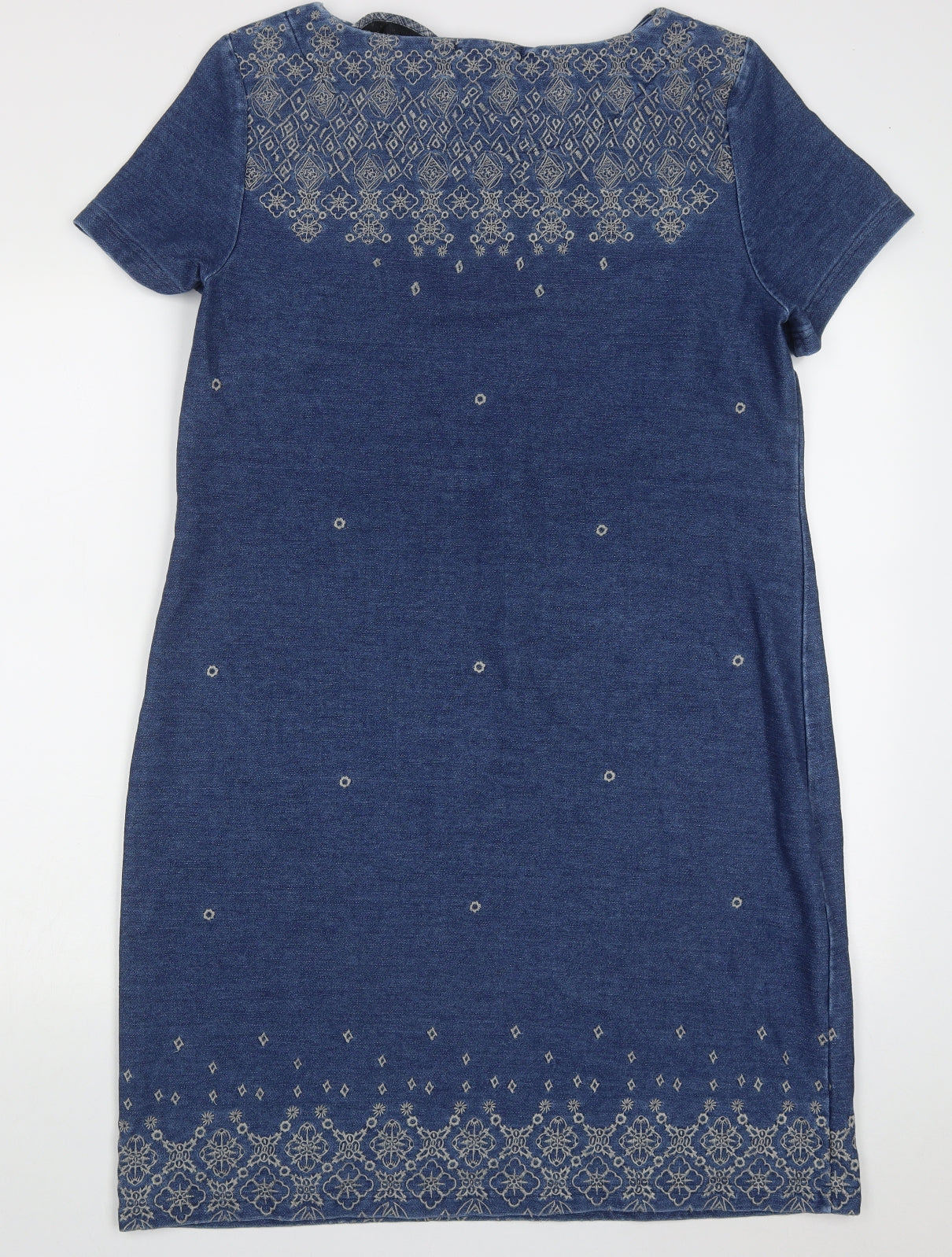 White Stuff Womens Blue Fair Isle Cotton A-Line  Size 16  Crew Neck Pullover