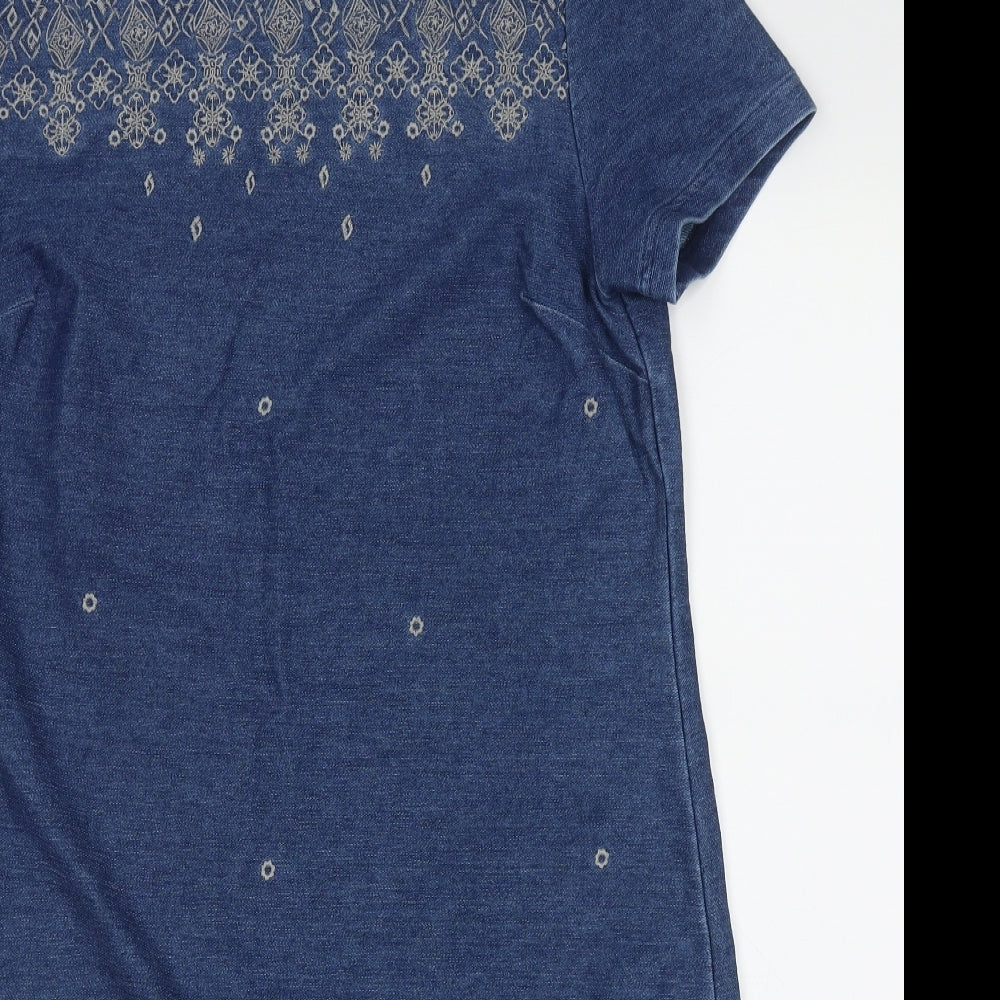 White Stuff Womens Blue Fair Isle Cotton A-Line  Size 16  Crew Neck Pullover