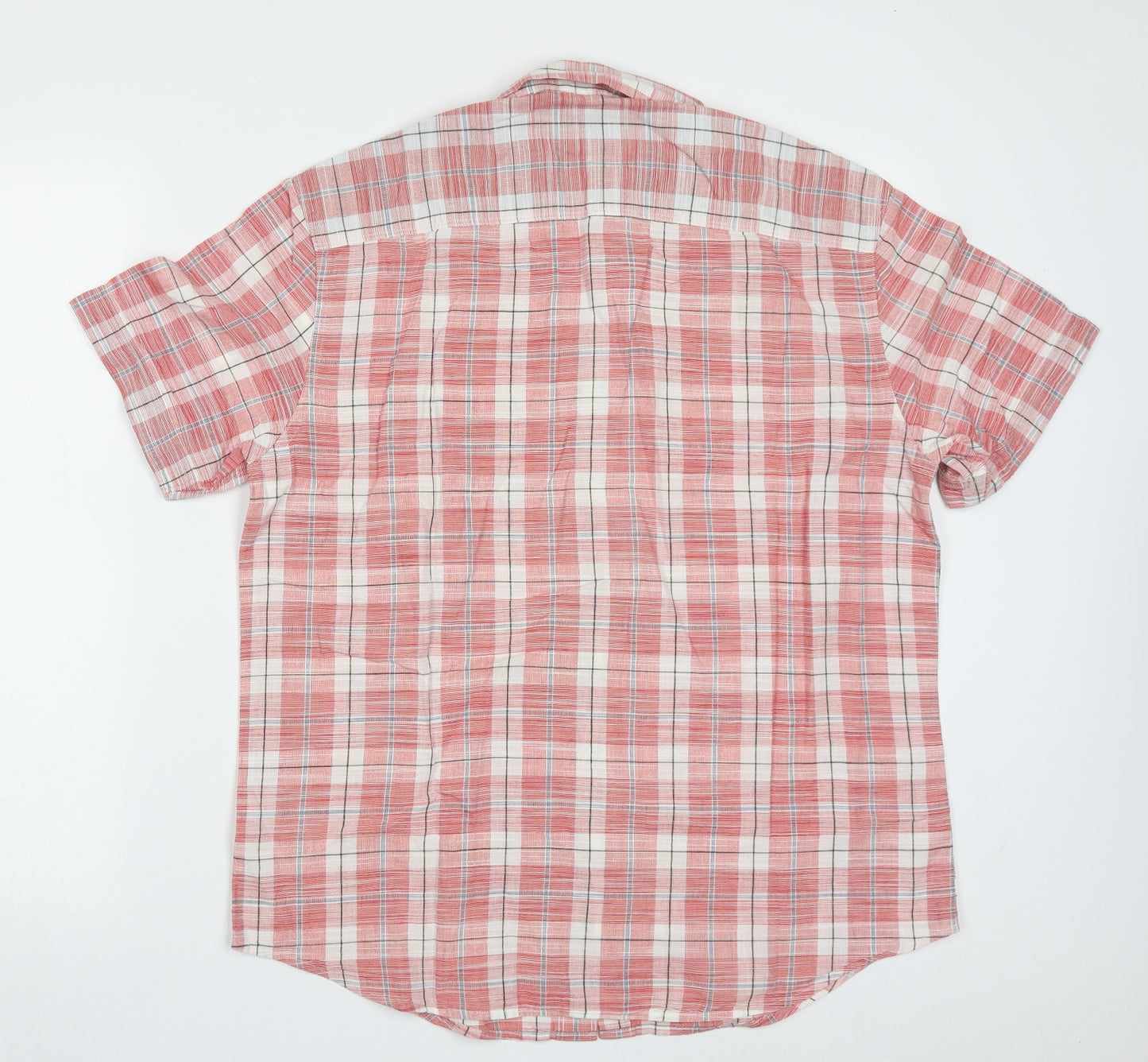 Marks and Spencer Mens Red Check Cotton  Button-Up Size M Collared Button