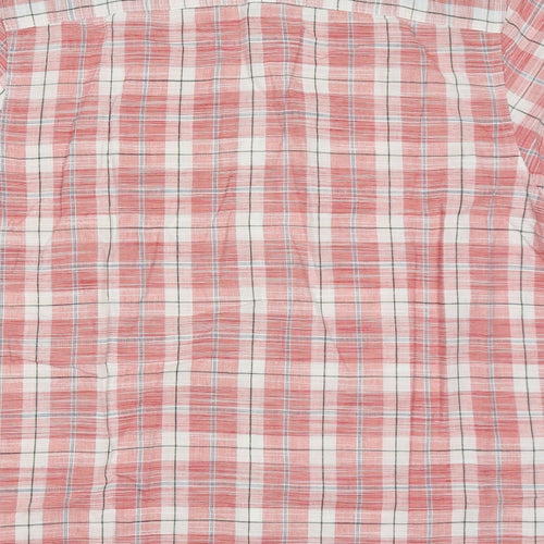 Marks and Spencer Mens Red Check Cotton  Button-Up Size M Collared Button