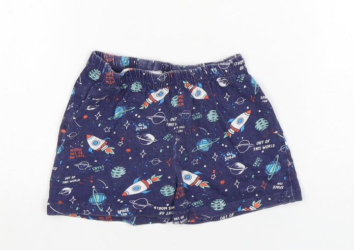 Jeff & Co Boys Blue Geometric Cotton Sleep Shorts Size 18-24 Months