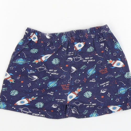 Jeff & Co Boys Blue Geometric Cotton  Sleep Shorts Size 18-24 Months