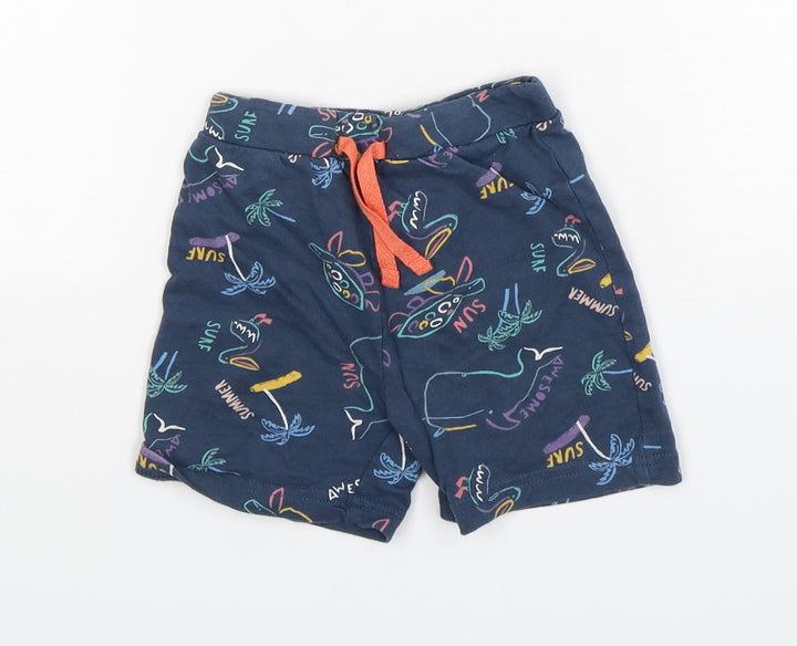 Primark Boys Blue Animal Print Cotton Sweatpants Trousers Size 12-18 Months   - Shorts