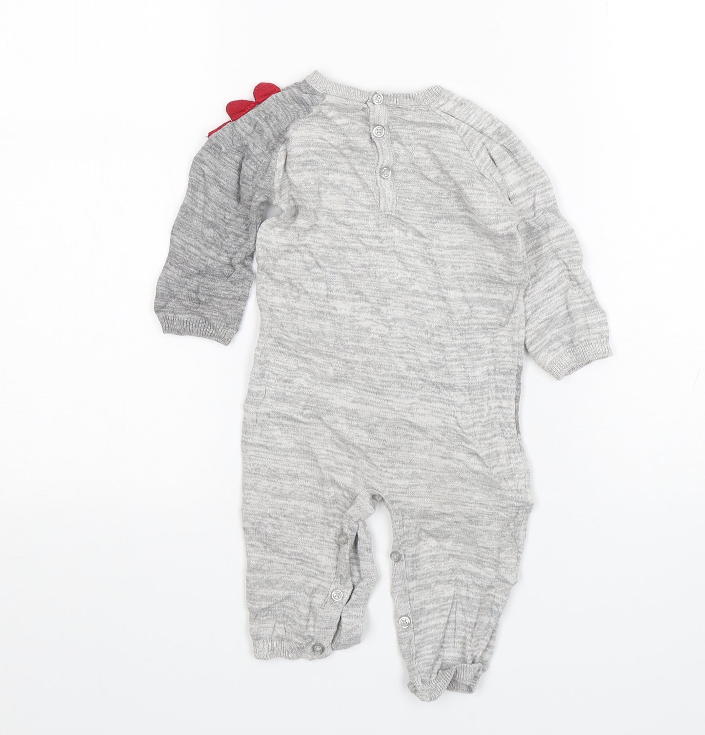 Matalan Boys Grey  Cotton Babygrow One-Piece Size 6-9 Months   - Dinosaur