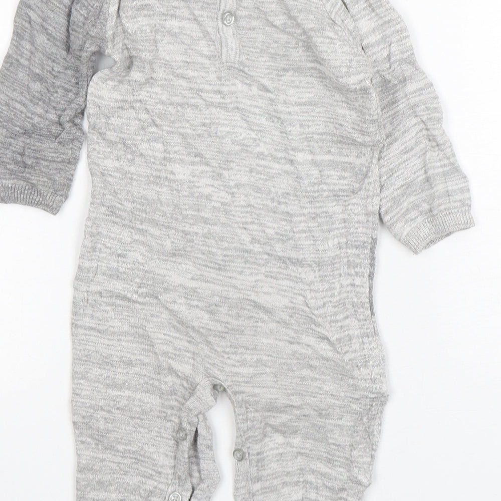 Matalan Boys Grey  Cotton Babygrow One-Piece Size 6-9 Months   - Dinosaur