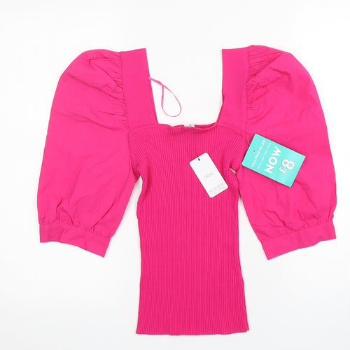 NEXT Womens Pink Square Neck  Viscose Pullover Jumper Size 8