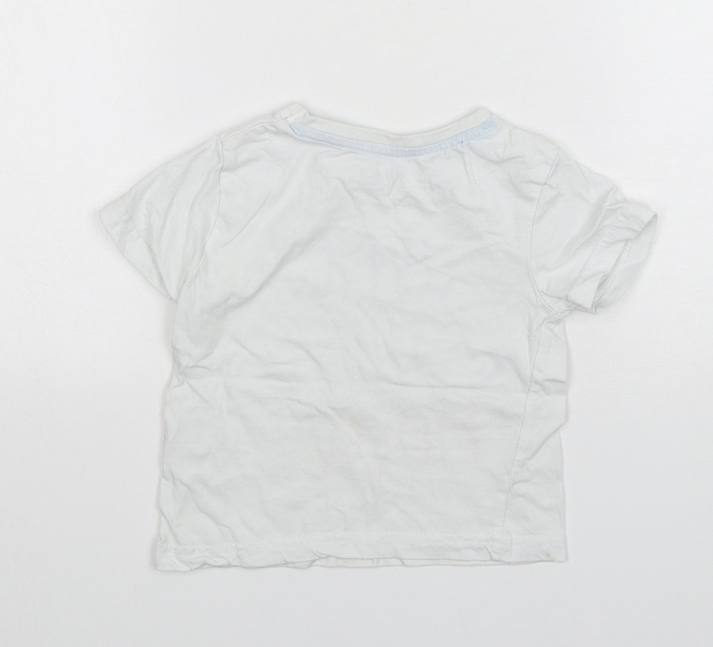 Jeff&CO Boys White  Cotton Basic T-Shirt Size 18-24 Months Round Neck