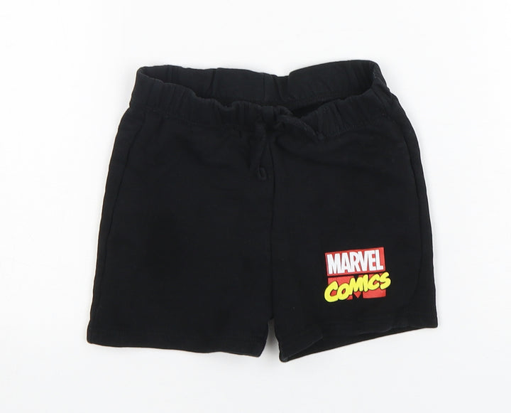 Primark Boys Black Cotton Sleep Shorts Size 12-18 Months - Marvel
